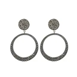 Pendientes plata ley 925m 35mm. marquesitas aros pequeño [AA8856]