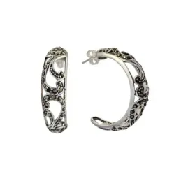 Pendientes plata ley 925m piedras marquesitas medio aro [AA8858]