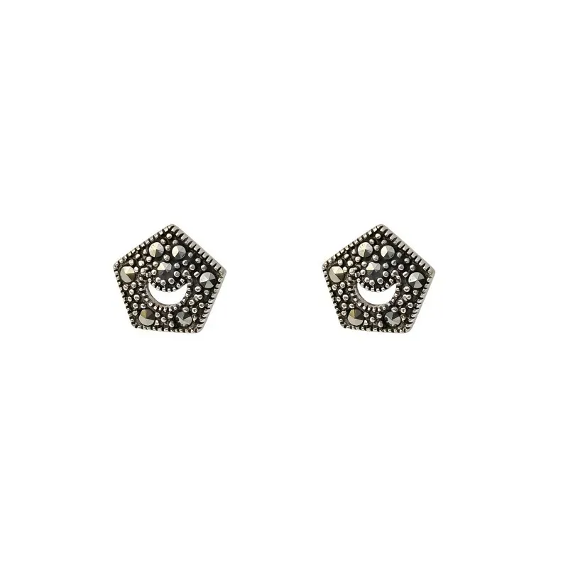 Pendientes plata ley 925m marquesitas 10mm. pentágono [AA8881]