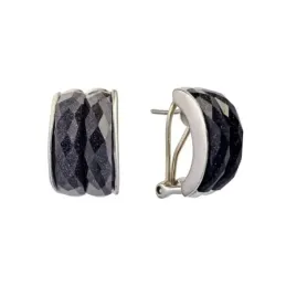 Pendientes plata ley 925m rodiado dos bandas piedra [AA8932]