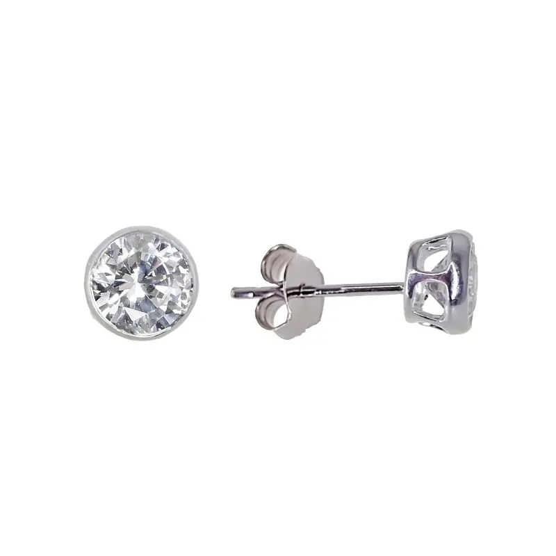 Pendientes plata ley 925m circonita 6mm.  [AA8938]
