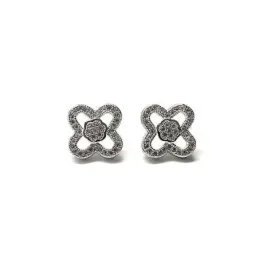 Pendientes plata ley 925m 10mm. circonita flor microengaste [AA8965]