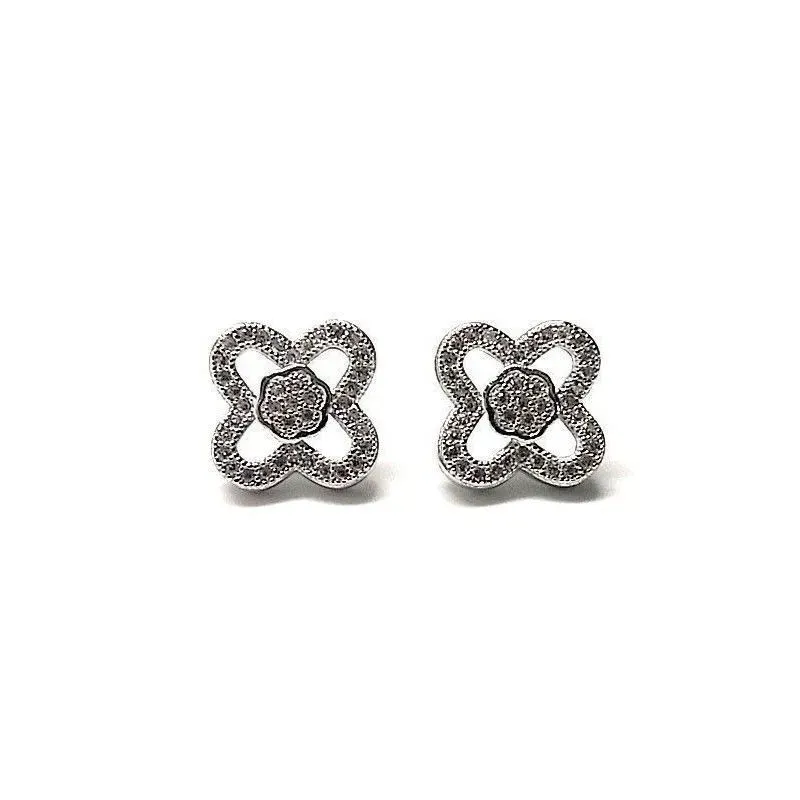 Pendientes plata ley 925m 10mm. circonita flor microengaste [AA8965]