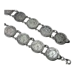 Pulsera plata ley 925m lisa monedas continua [AB0019]