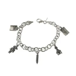 Pulsera plata Ley 925m fetiche 19.5cm. motivos profesora [AB0976]
