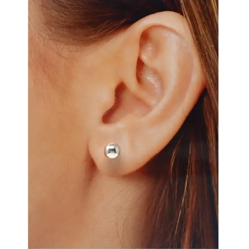 Pendientes plata Ley 925m bola lisa 7mm. [AB1129]
