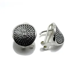 Pendientes plata Ley 925m redondo oxidado 14mm. [AB1320]