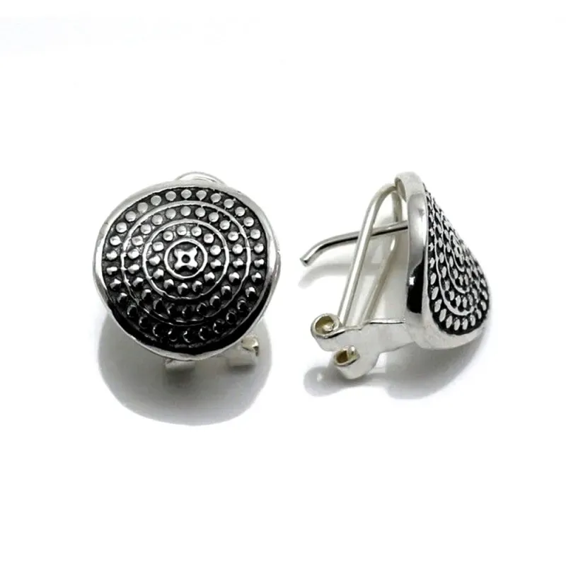 Pendientes plata Ley 925m redondo oxidado 14mm. [AB1320]