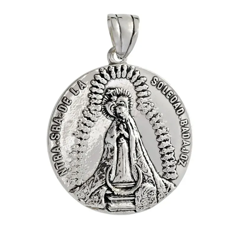 Colgante plata Ley 925m Virgen Soledad 38mm. [AB1321]
