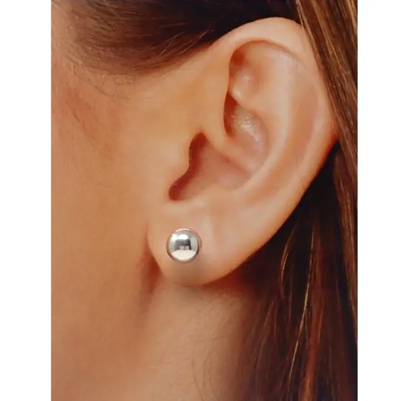 Pendientes plata Ley 925m bola lisa 9mm. [AB1341]