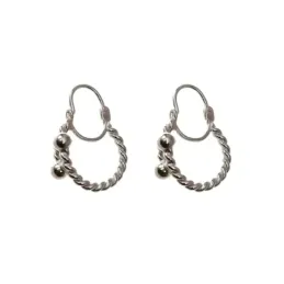 Pendientes plata Ley 925m aro tonisa bolas 4mm. [AB1382]
