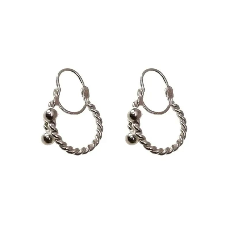 Pendientes plata Ley 925m aro tonisa bolas 4mm. [AB1382]