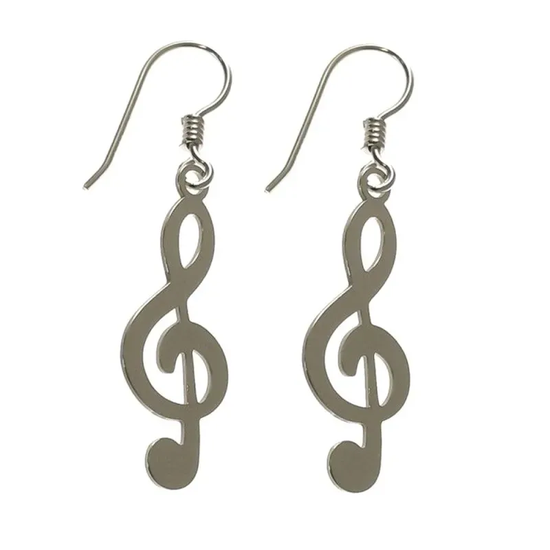 Pendientes plata Ley 925m largos clave sol [AB1385]