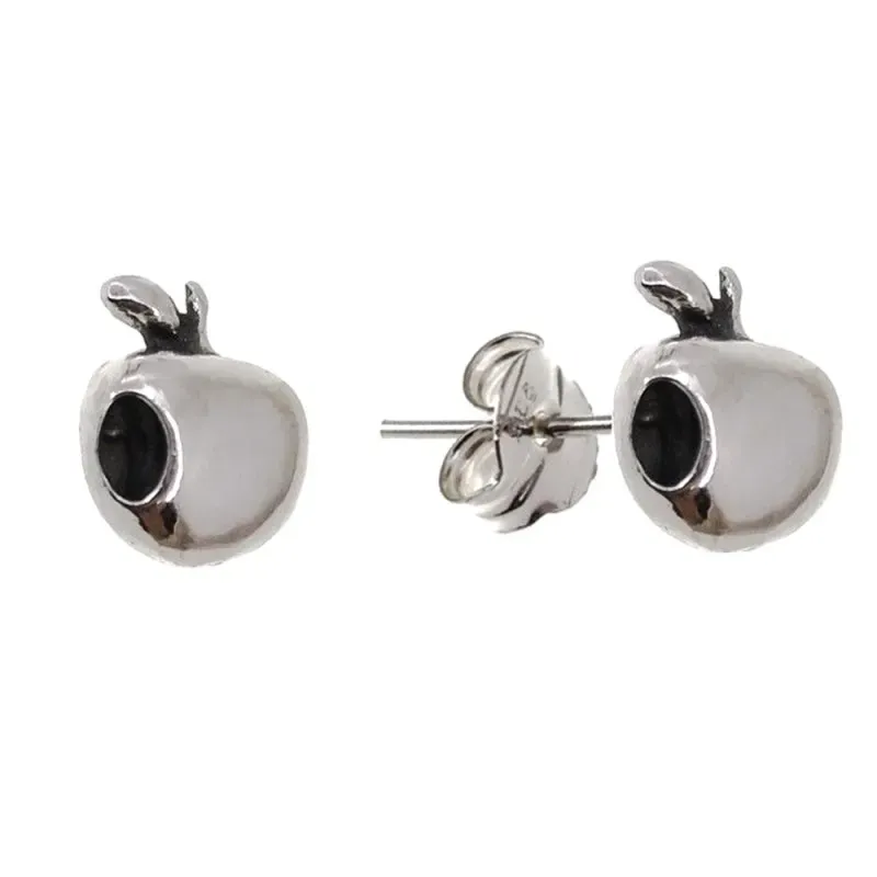 Pendientes plata Ley 925m manzana oxidado  [AB1390]