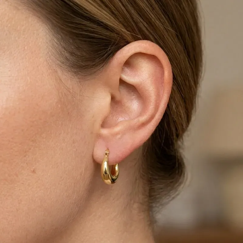 Pendientes oro 9k mujer 13 mm. modelo morcilla huecos