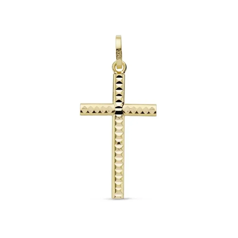 Colgante oro 18k cruz 22mm. tallada [AB8793]