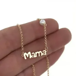 Gargantilla plata Ley 925m mujer rolo 43 cm. mensaje MAMÁ  1.6 cm. ch