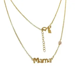 Gargantilla plata Ley 925m mujer rolo 43 cm. mensaje MAMÁ  1.6 cm. ch
