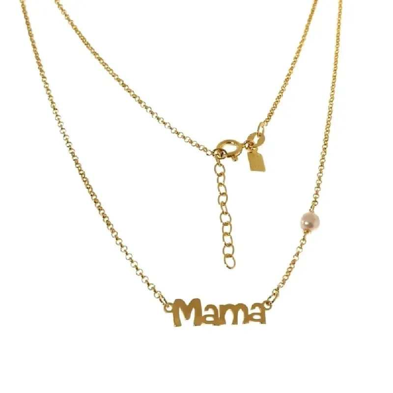 Gargantilla plata Ley 925m mujer rolo 43 cm. mensaje MAMÁ  1.6 cm. ch