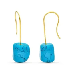 Pendientes Oro 18k mujer piedra turquesa colgante