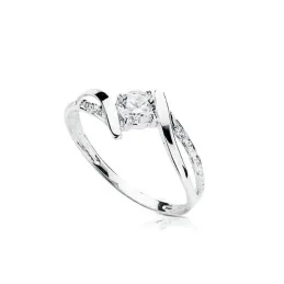 Solitario oro blanco 18k circonita 4mm. [AA2227]