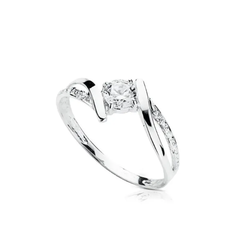 Solitario oro blanco 18k circonita 4mm. [AA2227]