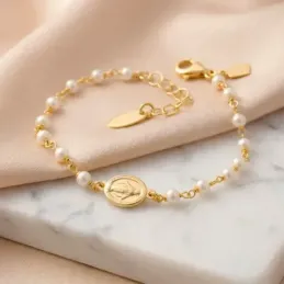 Virgen Milagrosa Pulsera Plata de Ley 925m Primera Comunión chapada o