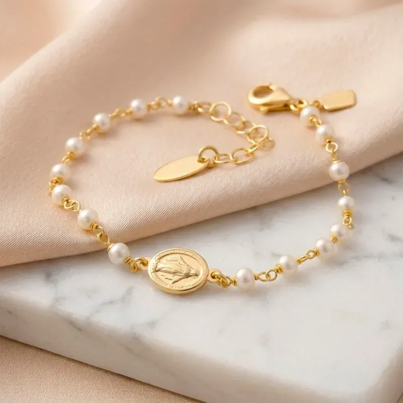 Virgen Milagrosa Pulsera Plata de Ley 925m Primera Comunión chapada o