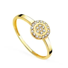 Sortija en Oro de 18k con cabeza redonda de 7 mm. circonitas ancho cu