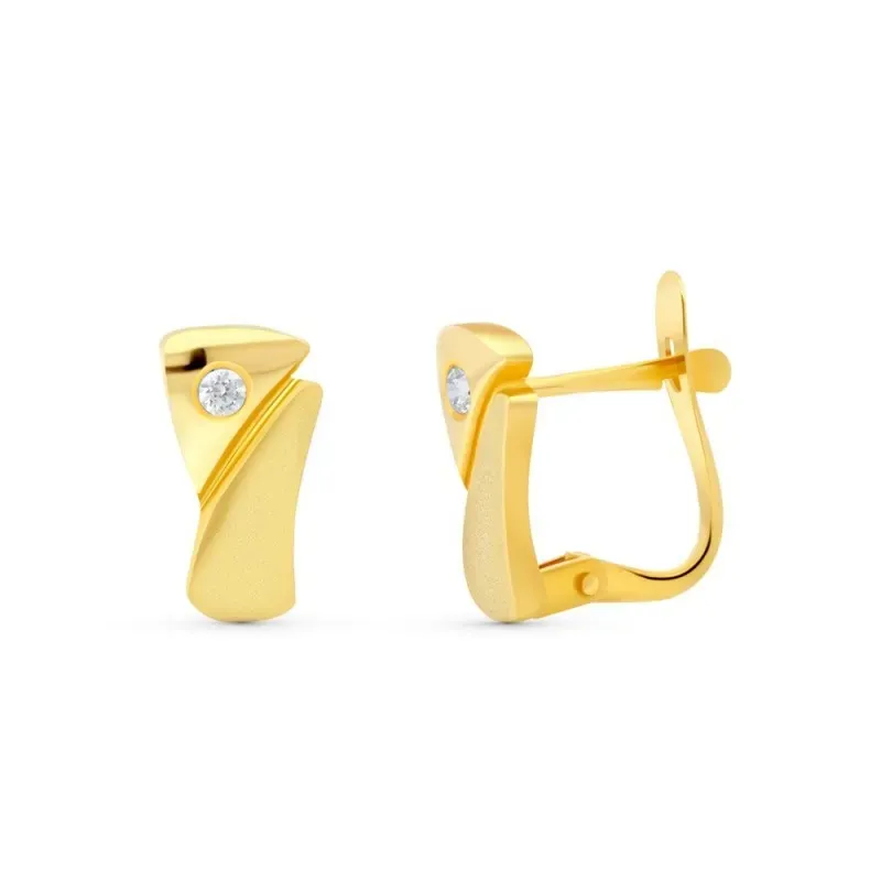 Pendientes en Oro de 18k para Primera Comunión con 11 mm. mate brillo