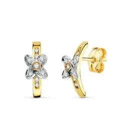 Pendientes en Oro Bicolor de 18k para Primera Comunión con 13 mm. det