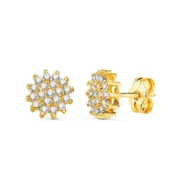 Pendientes en Oro de 18k con 8 mm. cuajo de circonitas para Primera C