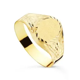 Sello Primera Comunión Oro 18k niño ovalado 9x7 mm. hueco tallado. Gr