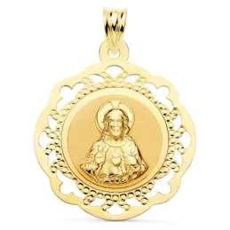 Corazón de Jesús Virgen del Carmen Escapulario Medalla Oro 18k unisex