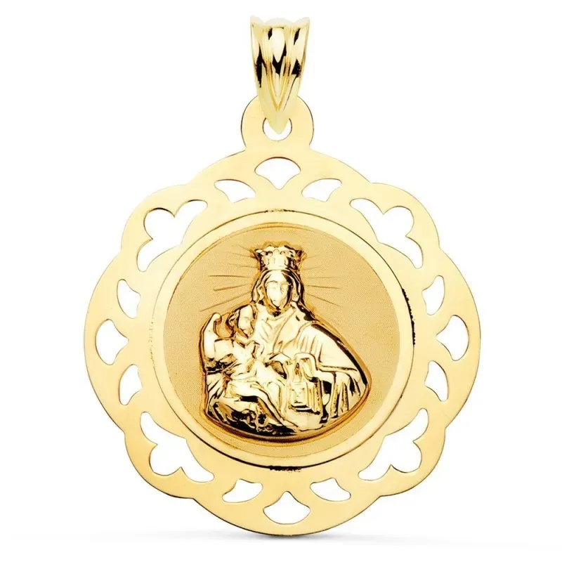 Corazón de Jesús Virgen del Carmen Escapulario Medalla Oro 18k unisex