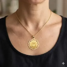 Corazón de Jesús Virgen del Carmen Escapulario Medalla Oro 18k unisex