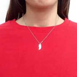 Gargantilla plata Ley 925m mujer 42cm. rodiada motivo cuerno colmillo nácar cierre mosquetón