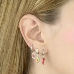 Pendientes Plata Ley 925m aro 10 mm. detalle guindilla colgante chili