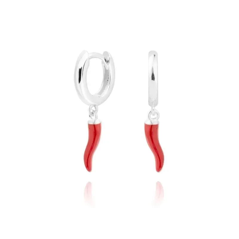 Pendientes Plata Ley 925m aro 10 mm. detalle guindilla colgante chili