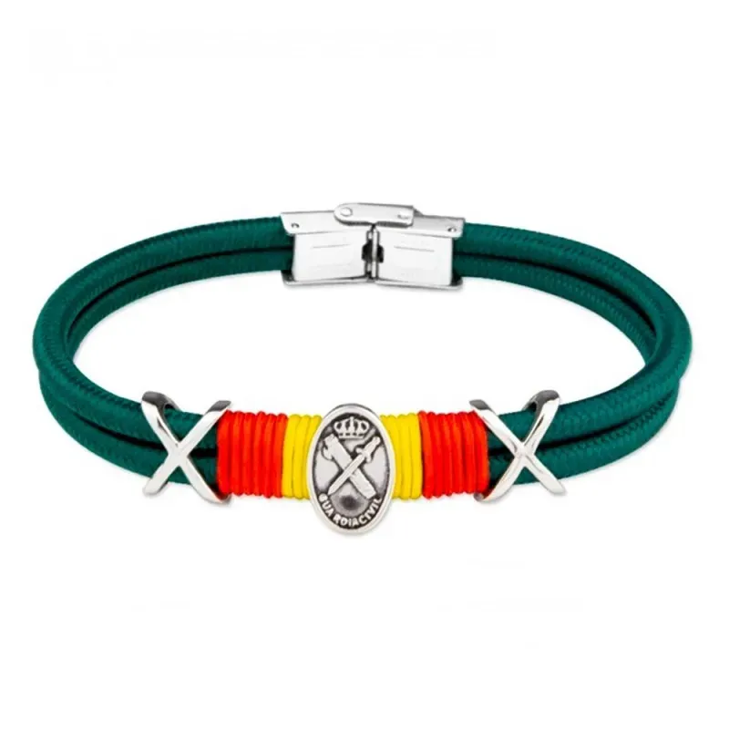 Pulsera Guardia Civil Acero Inoxidable 21 cm. bandera España doble co