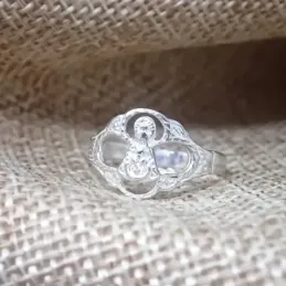 Virgen de Tíscar Sortija en Plata de Ley 925m macizo ancho cabeza de