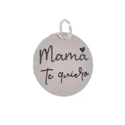Colgante Chapa Plata Ley 925m con 21 mm. MAMÁ TE QUIERO