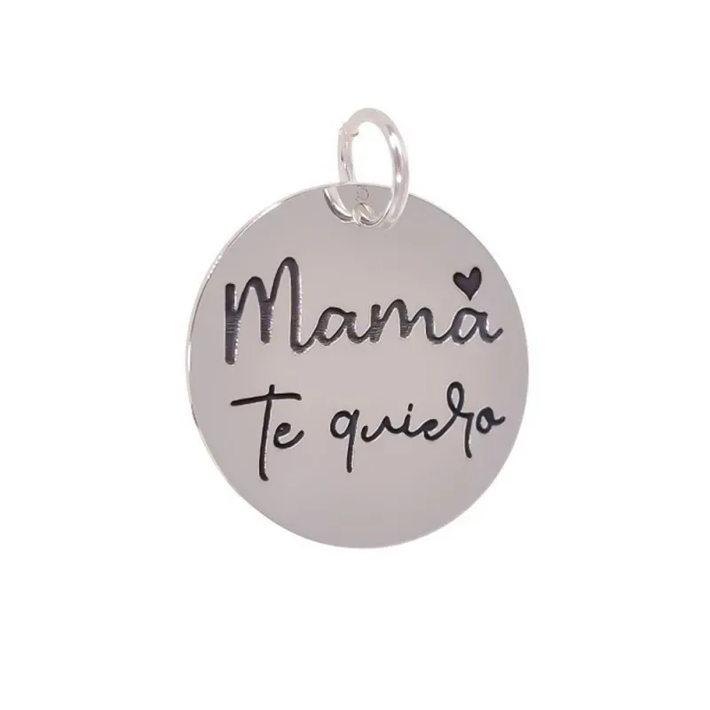 Colgante Chapa Plata Ley 925m con 21 mm. MAMÁ TE QUIERO