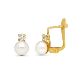 Pendientes en Oro de 9k para Primera Comunión de 7 mm. con perla no n