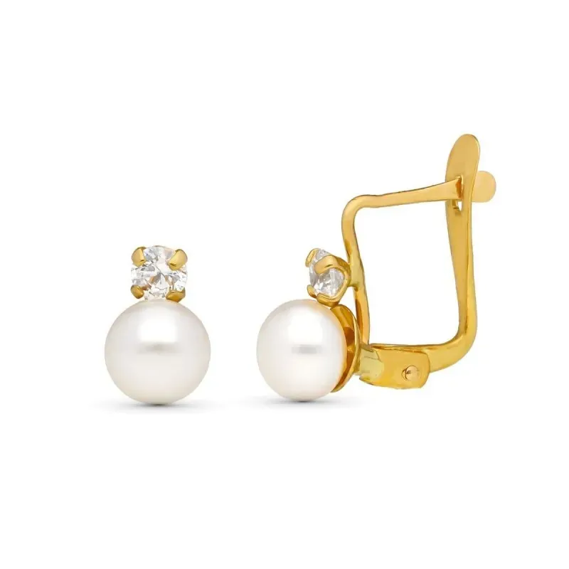 Pendientes en Oro de 9k para Primera Comunión de 7 mm. con perla no n