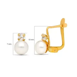Pendientes en Oro de 9k para Primera Comunión de 7 mm. con perla no n