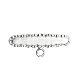 Alfiler Plata Ley 925m broche bebé 3 cm. forma ovalada bordes ondulad