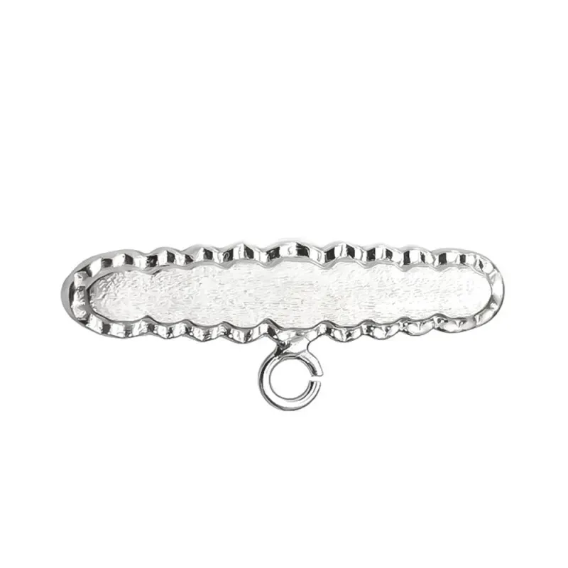 Alfiler Plata Ley 925m broche bebé 3 cm. forma ovalada bordes ondulad