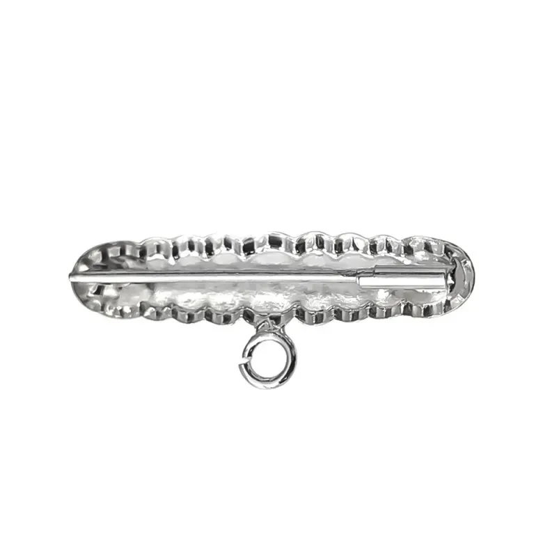 Alfiler Plata Ley 925m broche bebé 3 cm. forma ovalada bordes ondulad