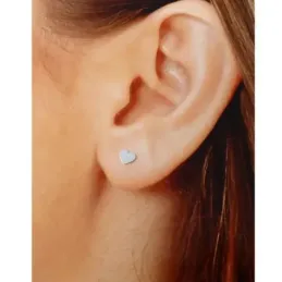 Pendientes plata Ley 925m par corazón 5mm. cierre presión mujer